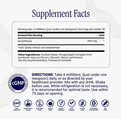 Rho Nutrition Liposomal Glutathione -Ultra High Absorption LiquidGlutathione Supplement -SupportsNatural Detoxification, lmmune System,Skin Health, Mental Clarity & Overall Well-Being